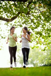 Women jogging outdoors